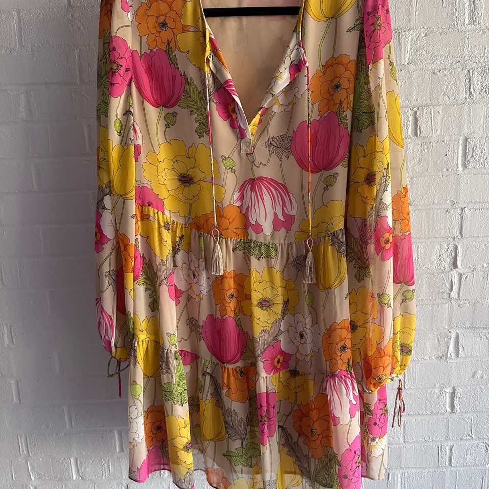Trina Turk Floral Tunic Dress Size Large